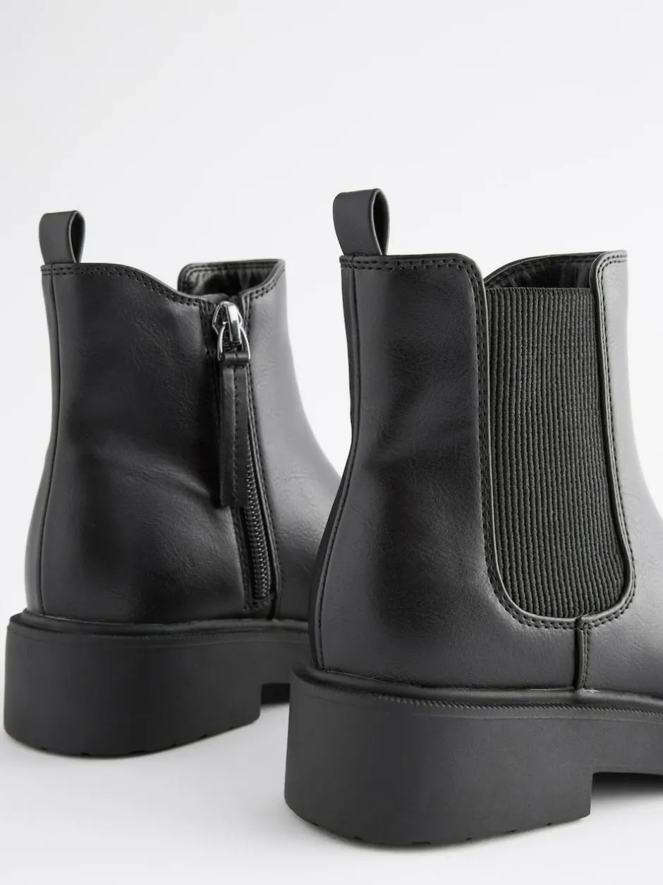 Next Wide Fit (G) Chelsea Ankle Boots Matt Black Sale