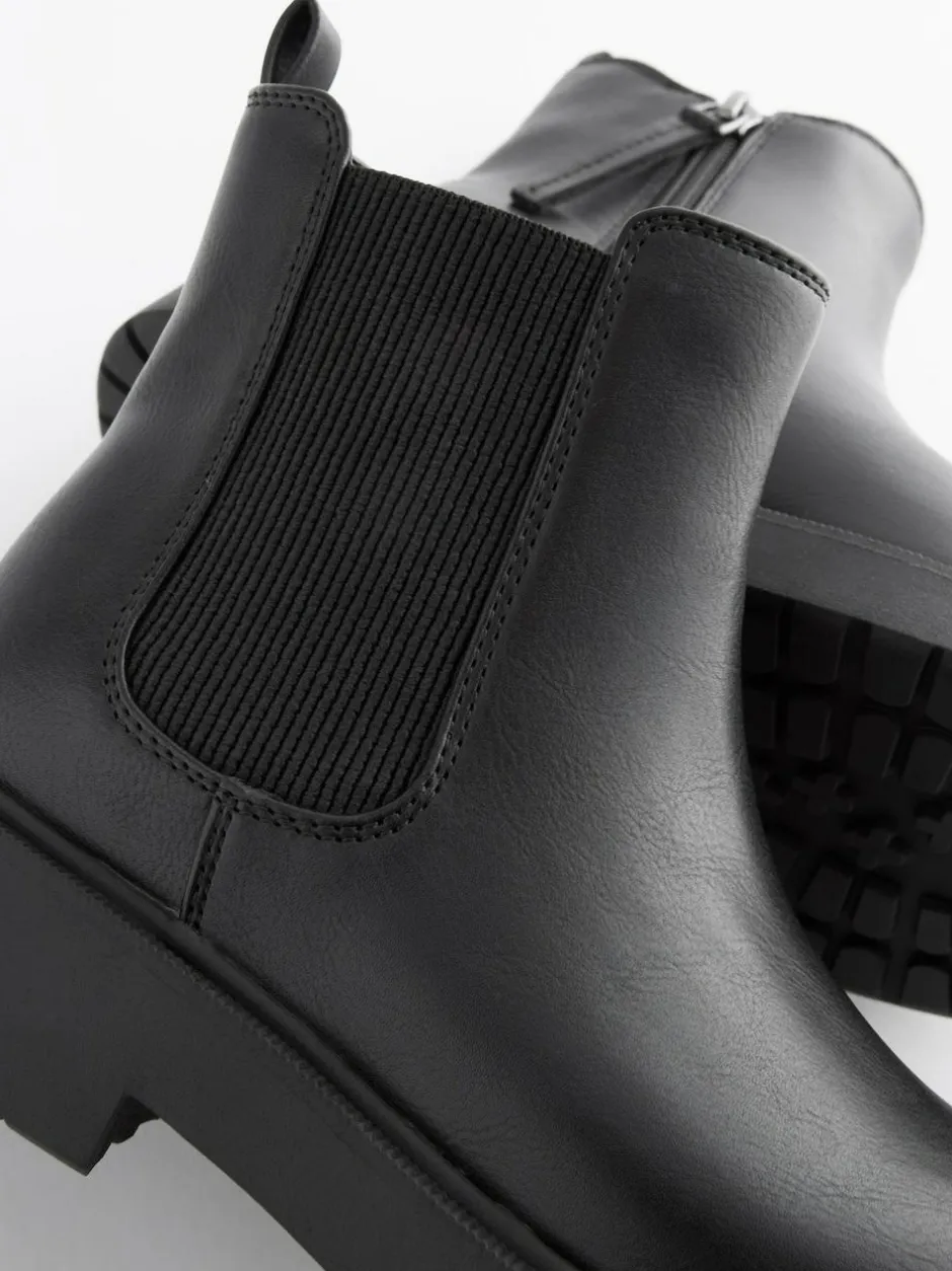 Next Wide Fit (G) Chelsea Ankle Boots Matt Black Sale