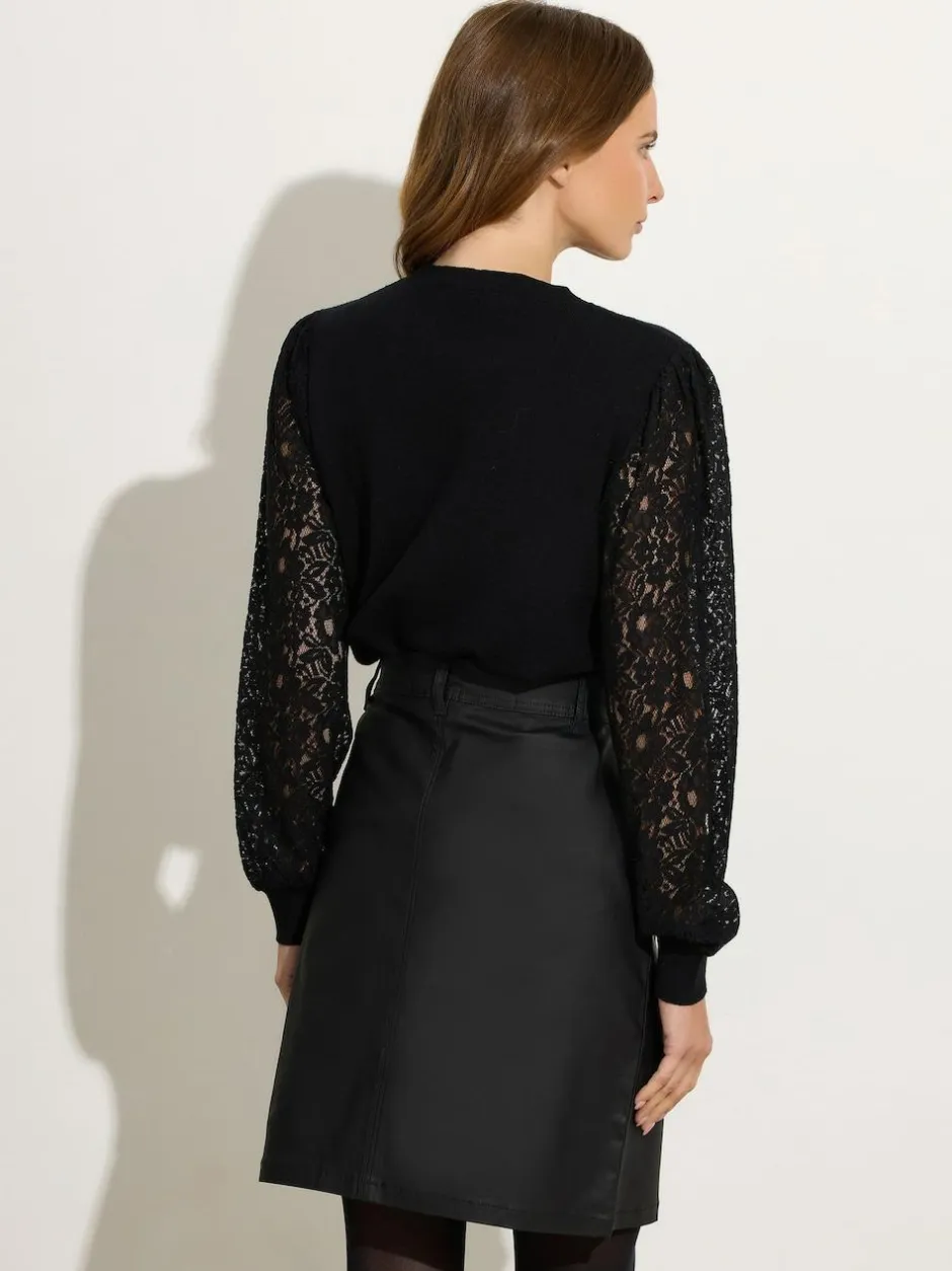 M&Co Black Coated A-Line Skirt Sale