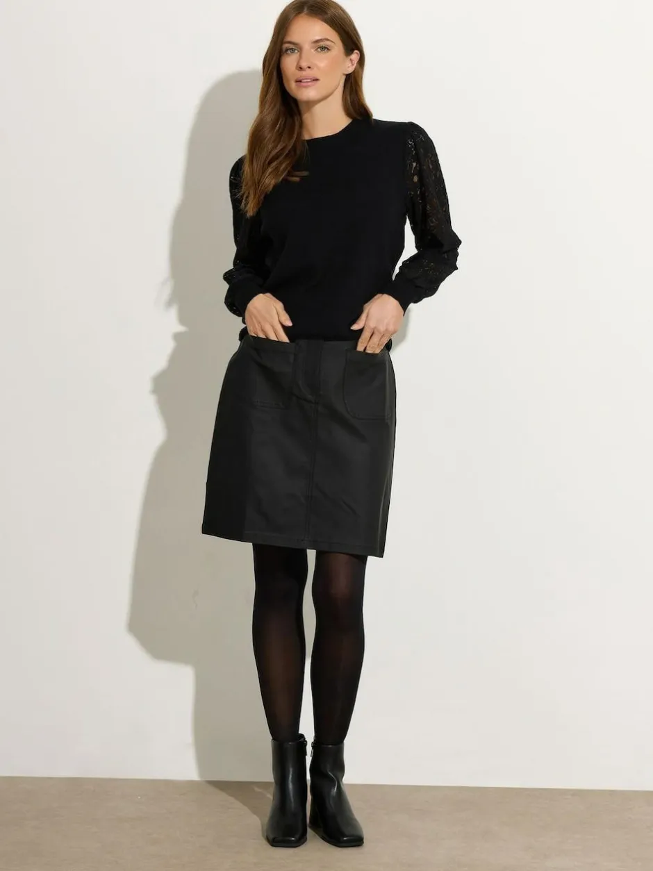 M&Co Black Coated A-Line Skirt Sale