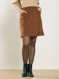 M&Co Pocket Cord Skirt Brown Clearance