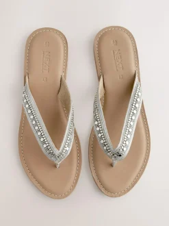 Next Metallic Standard/Wide Fit Beaded Toe Thong Sandals Best