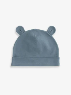 Next Mid Blue Baby 100% Cotton Beanies 3 Pack (0-18mths) Sale
