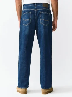 Next Mid Blue Baggy Fit Authentic Stretch Denim Jeans New