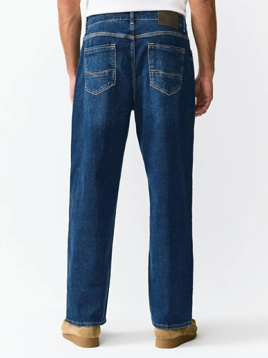 Next Mid Blue Baggy Fit Authentic Stretch Denim Jeans New