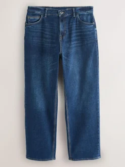 Next Mid Blue Baggy Fit Authentic Stretch Denim Jeans New
