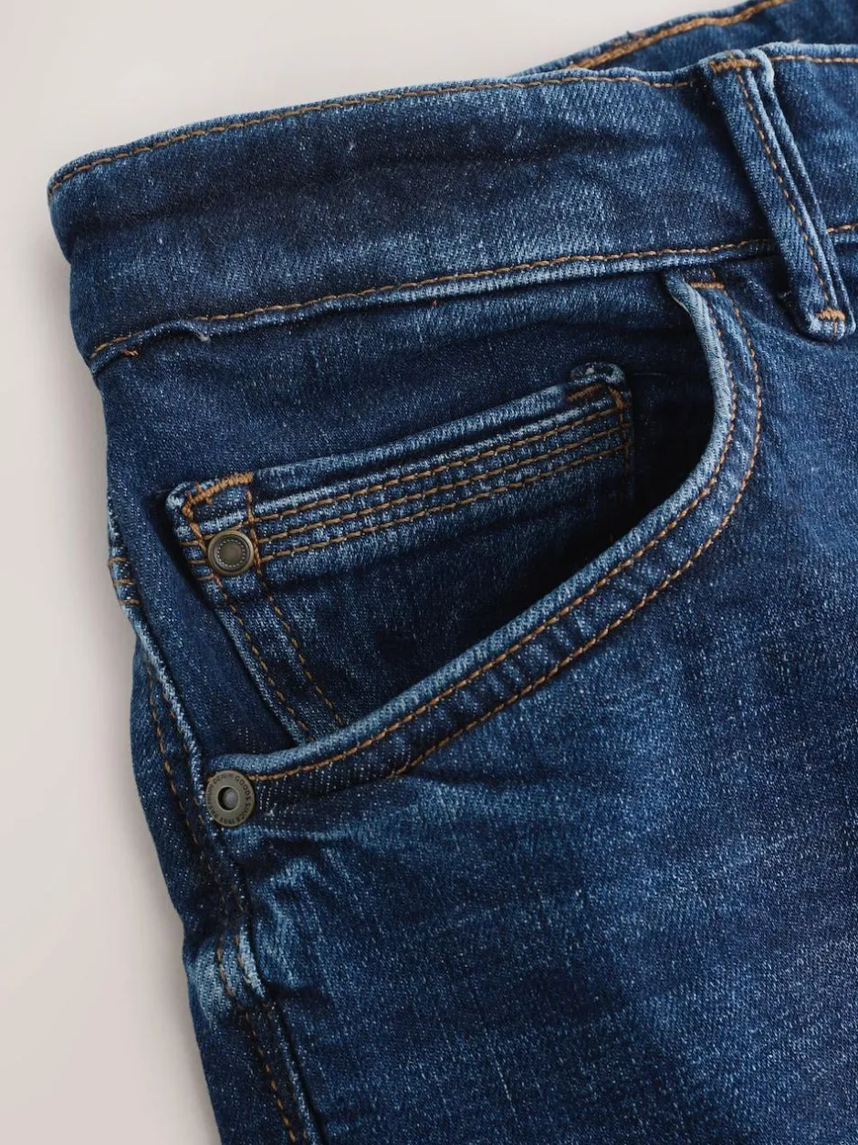 Next Mid Blue Baggy Fit Authentic Stretch Denim Jeans New