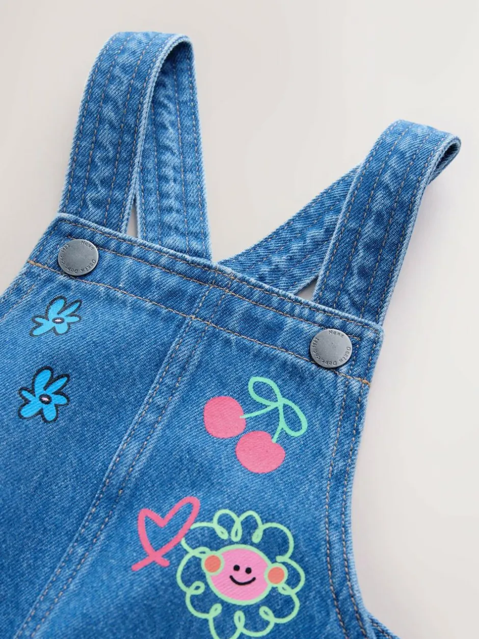 Next Denim Pinafore Dress (3mths-8yrs) Mid Blue Character Hot