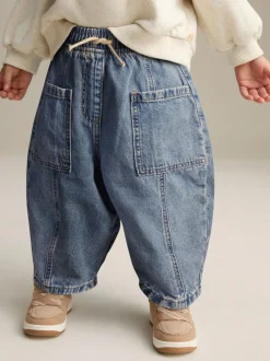 Next Mid Blue Denim Barrel 100% Cotton Jeans (3mths-7yrs) Online