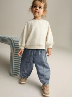 Next Mid Blue Denim Barrel 100% Cotton Jeans (3mths-7yrs) Online