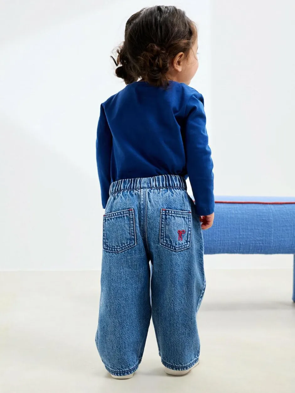 Next Mid Blue Denim Bow Embroidered Jeans (3mths-7yrs) Online