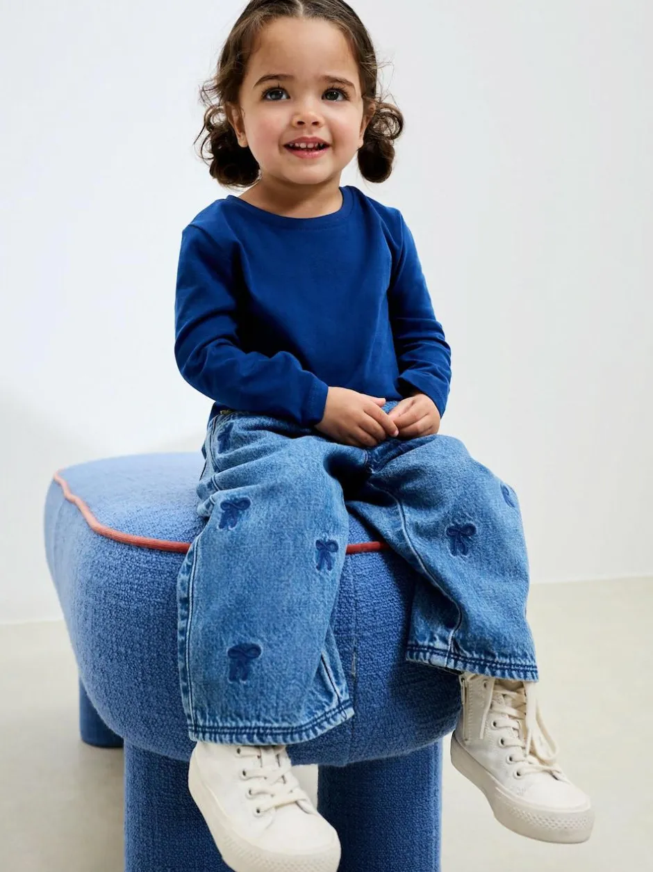 Next Mid Blue Denim Bow Embroidered Jeans (3mths-7yrs) Online