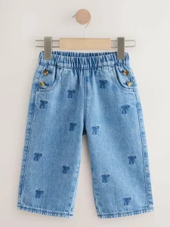 Next Mid Blue Denim Bow Embroidered Jeans (3mths-7yrs) Online