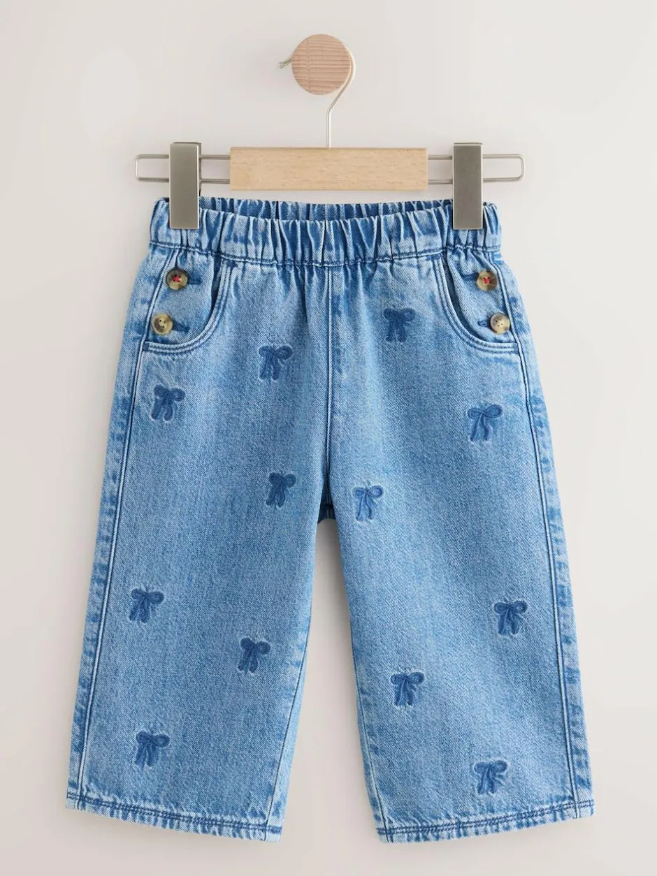 Next Mid Blue Denim Bow Embroidered Jeans (3mths-7yrs) Online