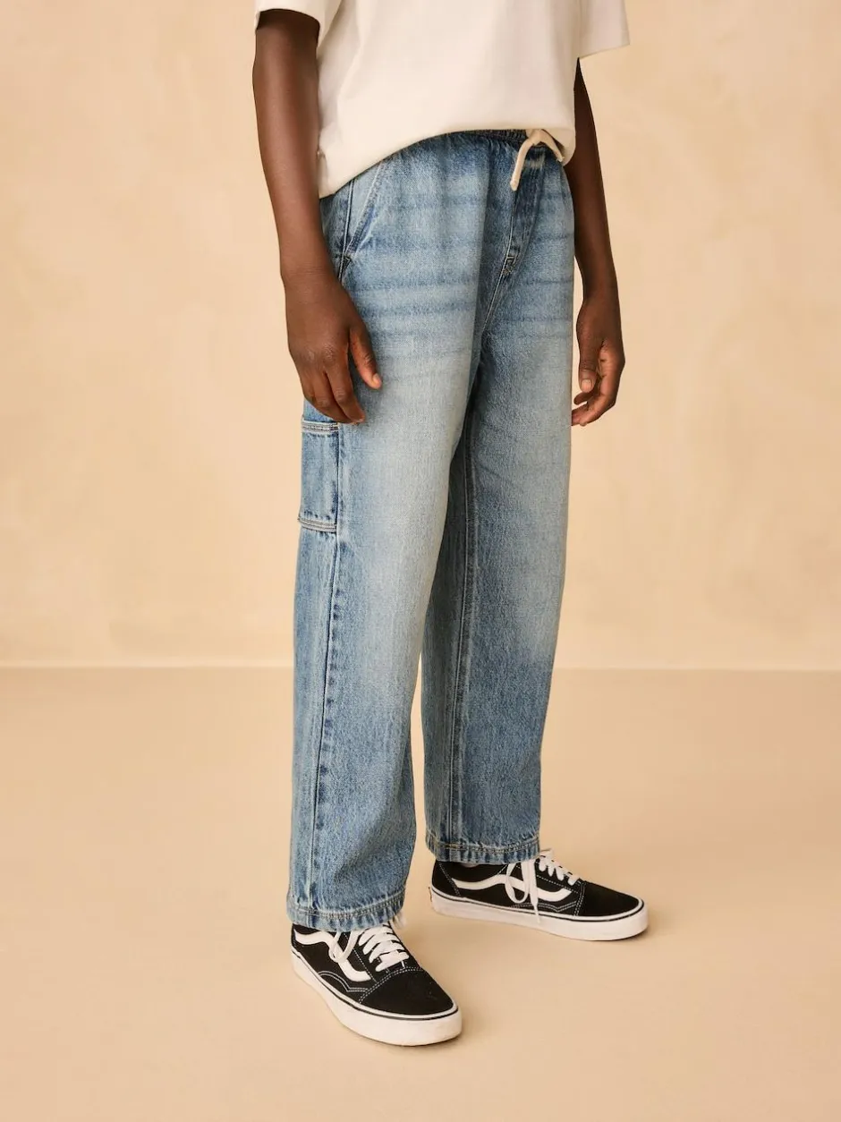 Next Mid Blue Denim Denim Pull On Carpenter Jeans (3-16yrs) New