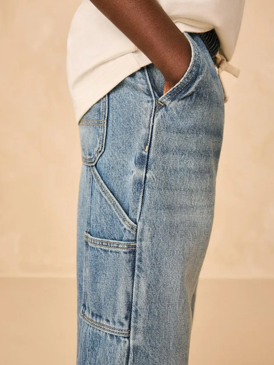 Next Mid Blue Denim Denim Pull On Carpenter Jeans (3-16yrs) New