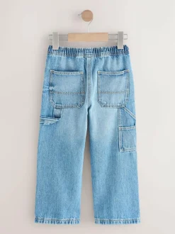 Next Mid Blue Denim Denim Pull On Carpenter Jeans (3-16yrs) New