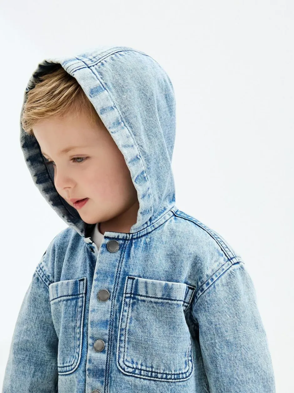 Next Denim Hooded Overshirt (3mths-7yrs) Mid Blue Discount
