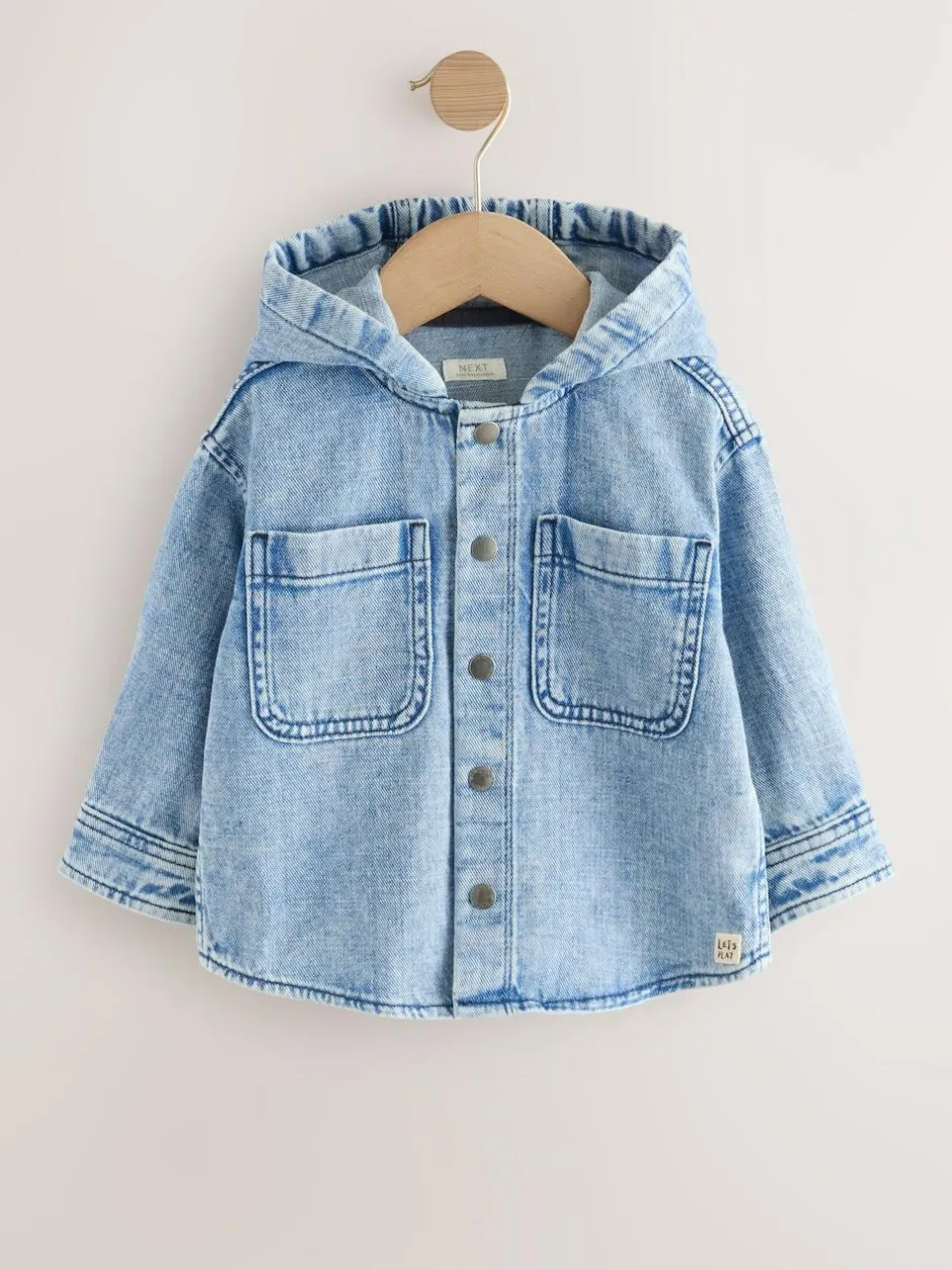 Next Denim Hooded Overshirt (3mths-7yrs) Mid Blue Discount