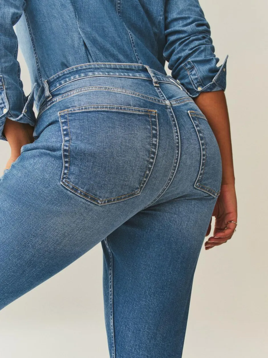 Next Mid Blue Denim Hourglass Mid Rise Stretch Slim Jeans Outlet