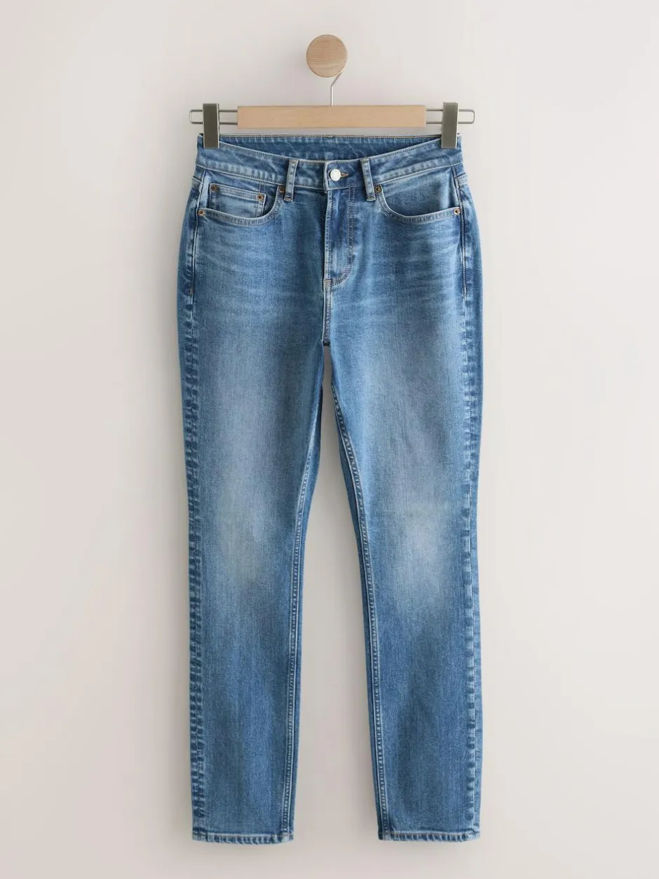 Next Mid Blue Denim Hourglass Mid Rise Stretch Slim Jeans Outlet