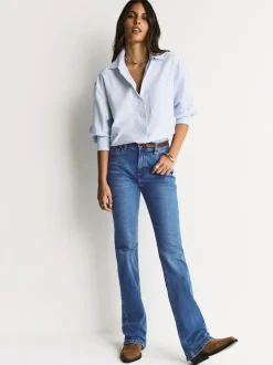 Next Mid Rise Stretch Bootcut Jeans Mid Blue Denim