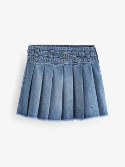 Next Denim Pleated Skirt (3-16yrs) Mid Blue Outlet
