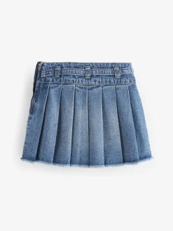 Next Denim Pleated Skirt (3-16yrs) Mid Blue Outlet