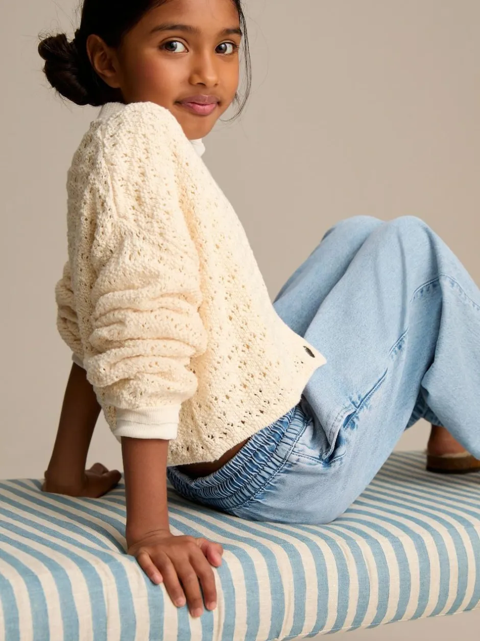 Next Mid Blue Denim Pull On Wide Leg Jeans (3-16yrs) Online