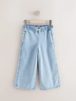 Next Mid Blue Denim Pull On Wide Leg Jeans (3-16yrs) Online