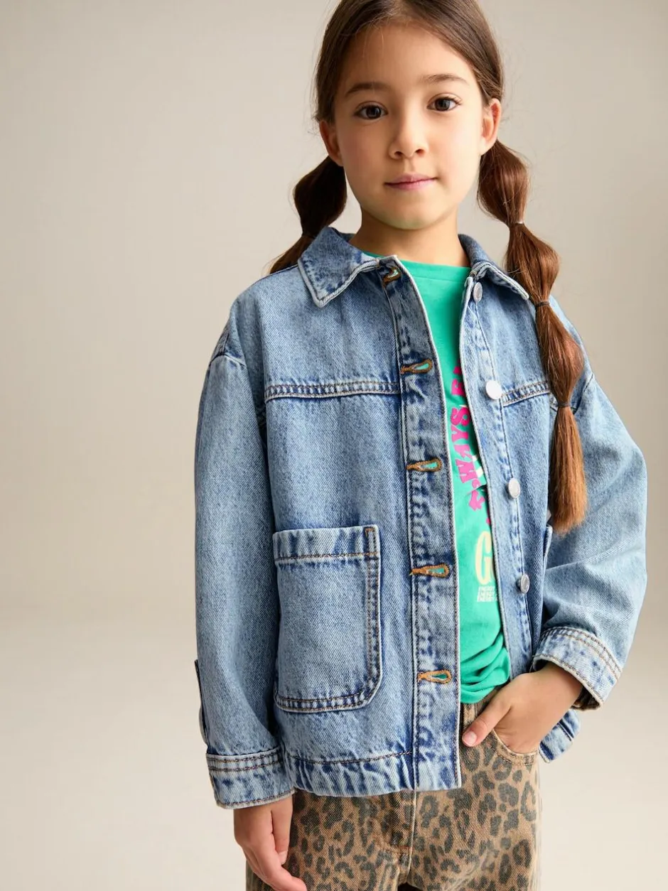 Next Mid Blue Denim Shacket (3-16yrs) Discount