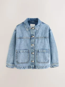 Next Mid Blue Denim Shacket (3-16yrs) Discount