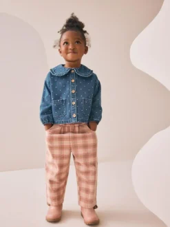 Next Mid Blue Denim Shirt and Check Trousers Set (3mths-7yrs)