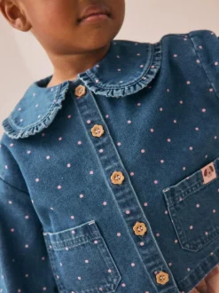 Next Mid Blue Denim Shirt and Check Trousers Set (3mths-7yrs)