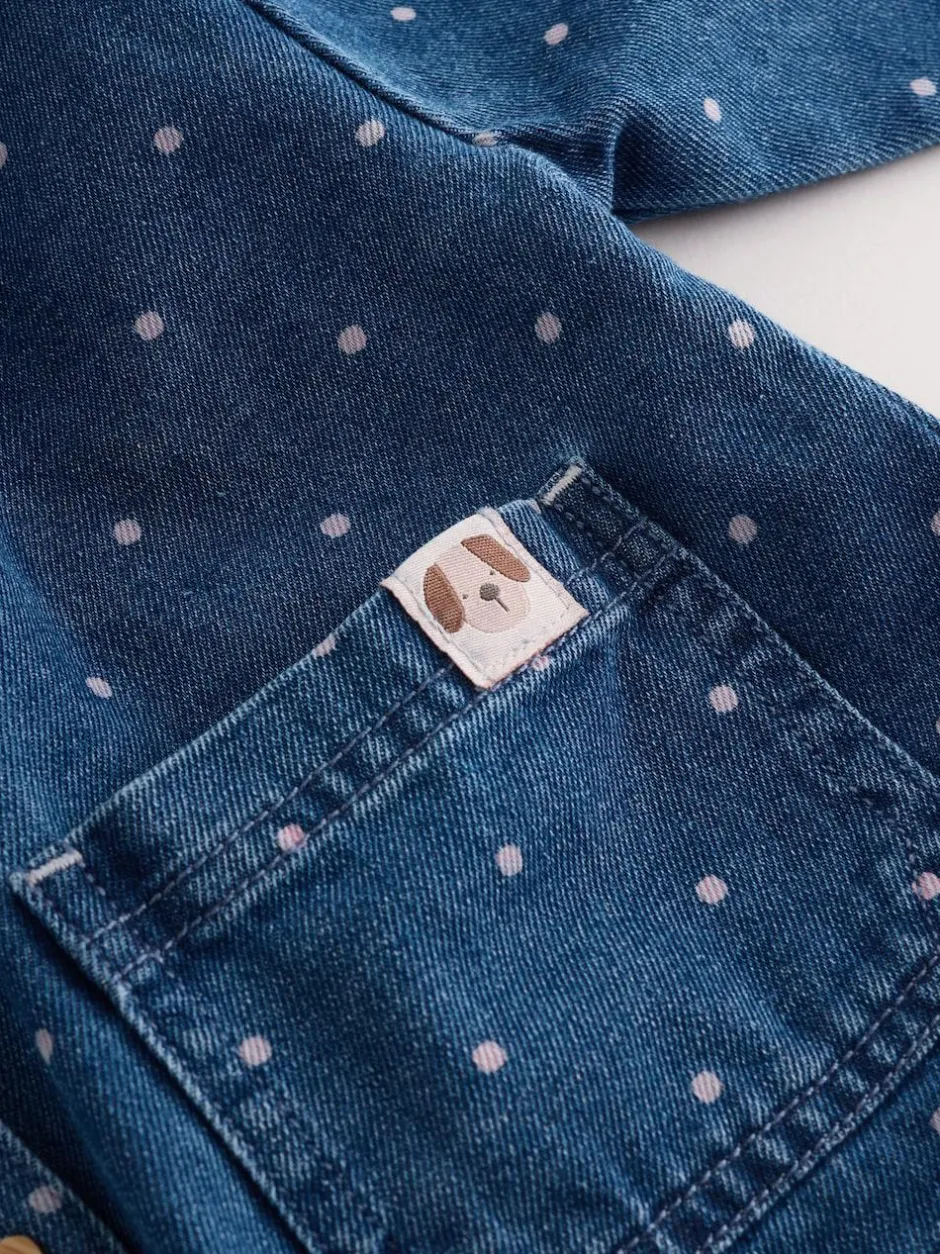 Next Mid Blue Denim Shirt and Check Trousers Set (3mths-7yrs)