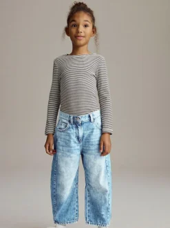 Next Mid Blue Denim Volume Barrel Jeans (3-16yrs) Clearance