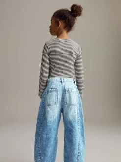 Next Mid Blue Denim Volume Barrel Jeans (3-16yrs) Clearance