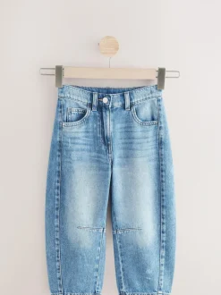 Next Mid Blue Denim Volume Barrel Jeans (3-16yrs) Clearance