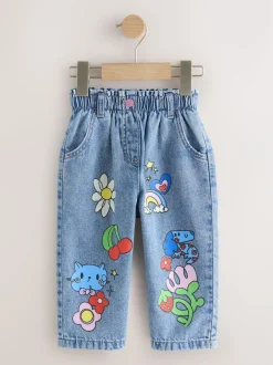 Next Mid Blue Doodle printed Jeans (3mths-7yrs) New