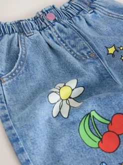 Next Mid Blue Doodle printed Jeans (3mths-7yrs) New