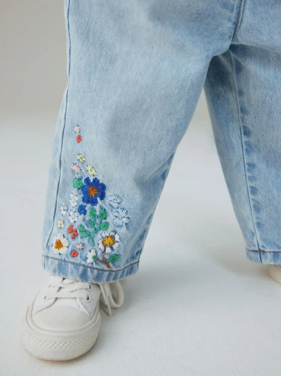 Next Mid Blue Floral Embroidered Jeans (3mths-7yrs) Outlet