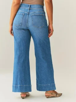Next High Rise Stretch Wide Leg Hourglass Jeans Mid Blue Outlet
