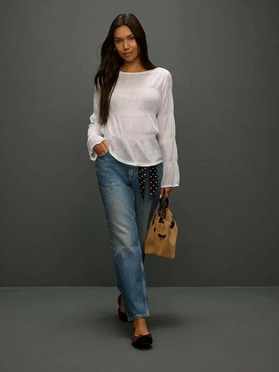 Next Mid Rise Ankle Straight Leg Jeans With Scarf Mid Blue Polka Dot Clearance