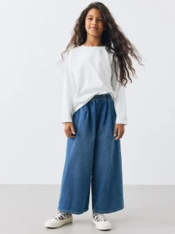 Next Pull On Wide Leg Jeans (6-16yrs) Mid Blue Best