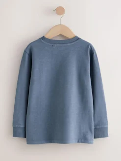 Next Mid Blue Regular Fit Long Sleeve Cosy T-Shirt (3-16yrs) Online