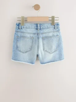 Next Regular Length Frayed Edge Denim Shorts (3-16yrs) Mid Blue Outlet