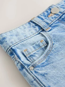 Next Regular Length Frayed Edge Denim Shorts (3-16yrs) Mid Blue Outlet