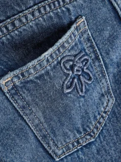 Next Mid Blue Wide Fit Wide Floral Print Embellished Jeans (3-16yrs) Hot