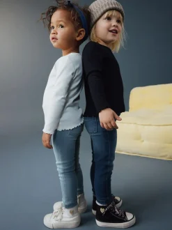 Next Mid Blue/Light Blue Denim 2 Pack Elasticated Waist Jeggings (3mths-7yrs) Online