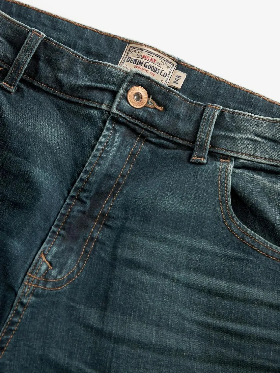 Next Straight Fit Authentic Stretch Denim Jeans Mid Tint
